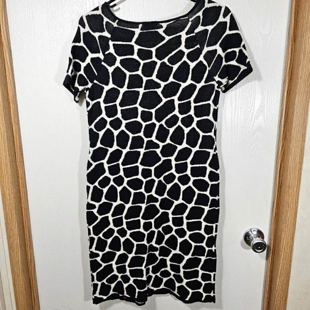 TALBOTS Dress size S p BLACK & WHITE Giraffe Animal Print Chic Cute Maximalist - Picture 6 of 6